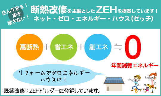 断熱改修を主軸としてZEHを提案しています！